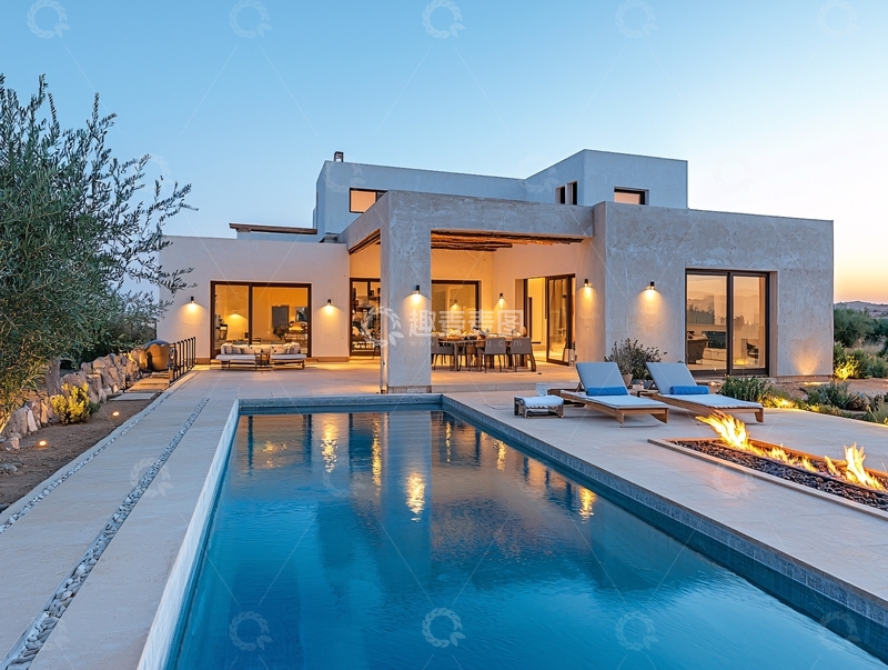 高清大图下载【趣麦麦图】现代简约别墅泳池