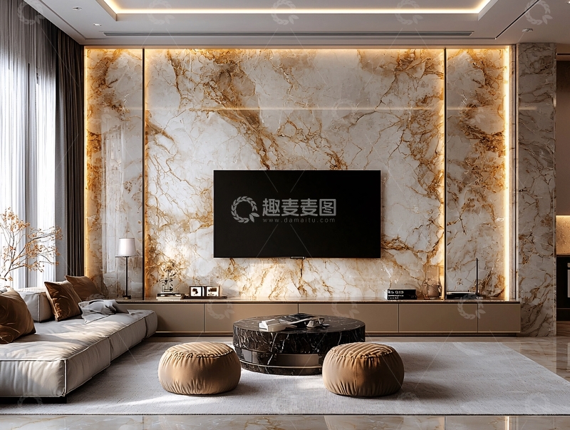 高清大图下载【趣麦麦图】现代轻奢电视背景墙