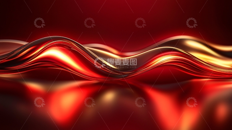 高清大图下载【趣麦麦图】红色金属流动波浪