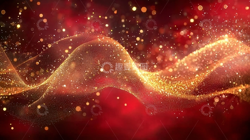 高清大图下载【趣麦麦图】红色背景金色波浪