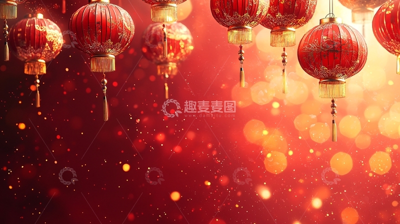 高清大图下载【趣麦麦图】红灯笼喜庆背景