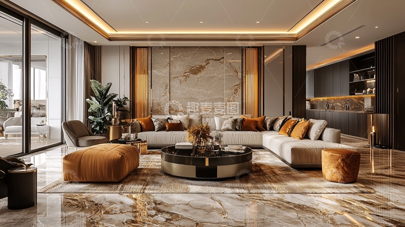高清大图下载【趣麦麦图】现代轻奢客厅装修