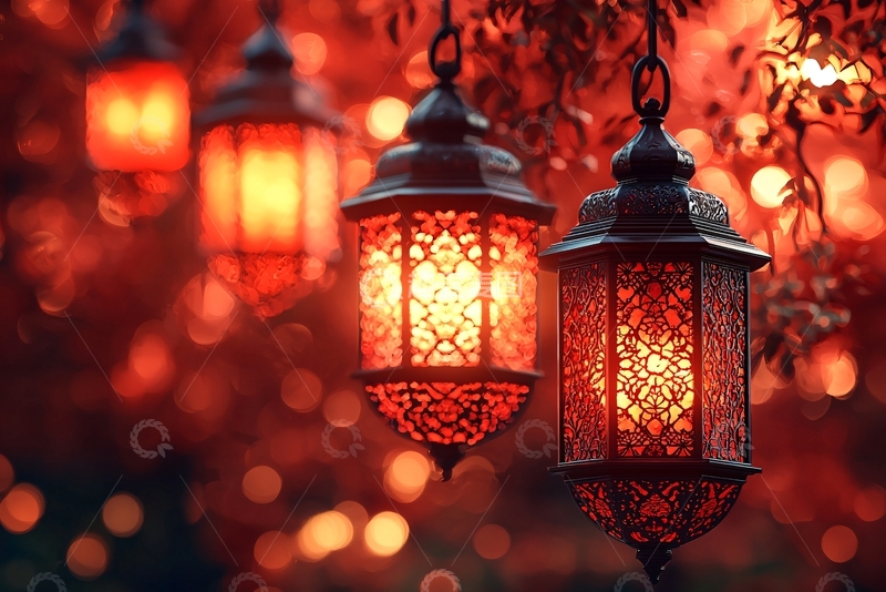 高清大图下载【趣麦麦图】红光灯笼树枝挂饰