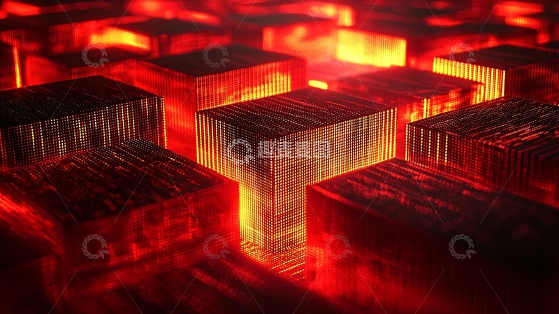 高清大图下载【趣麦麦图】燃烧的红色立方体