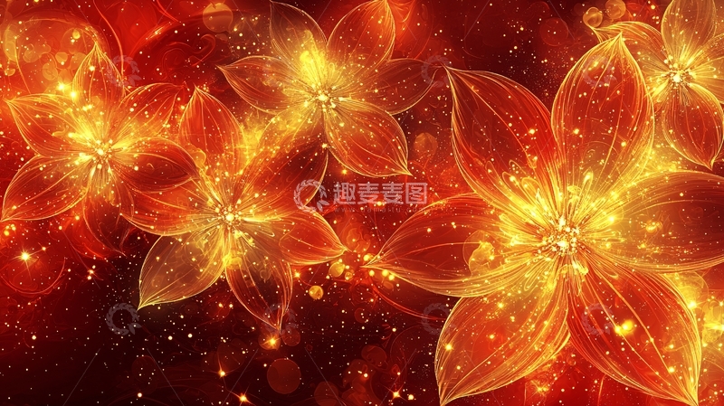 高清大图下载【趣麦麦图】火红闪耀的梦幻花朵