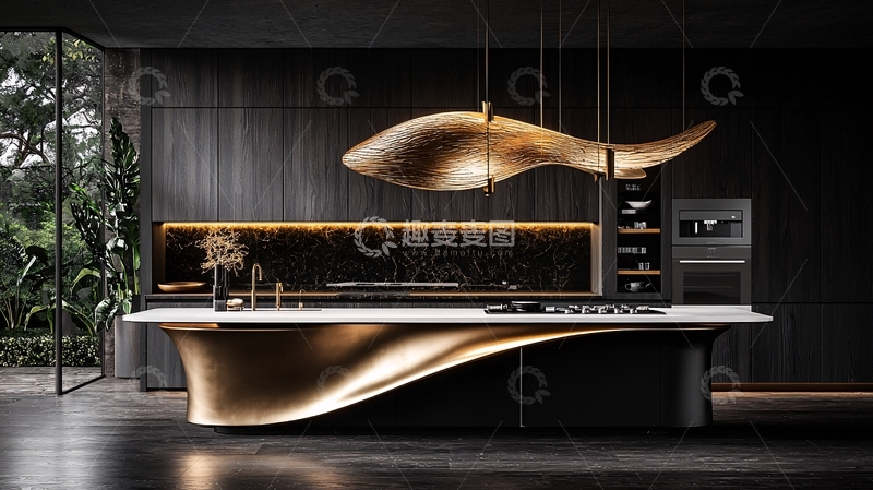 高清大图下载【趣麦麦图】现代极简风格奢华厨房