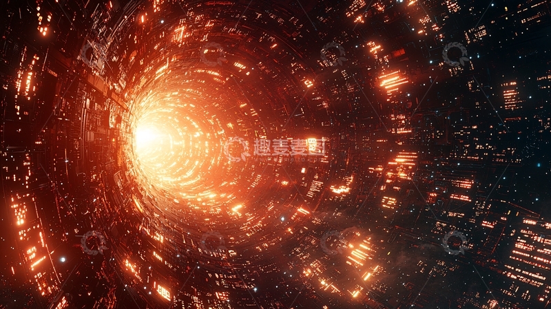 高清大图下载【趣麦麦图】燃烧的橙色宇宙隧道