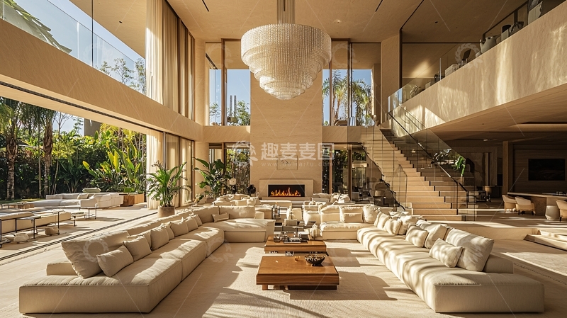 高清大图下载【趣麦麦图】现代简约别墅客厅