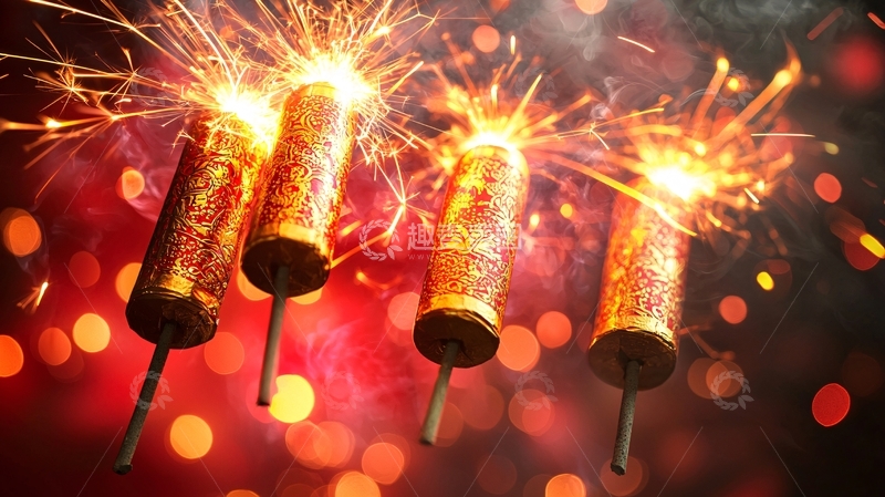 高清大图下载【趣麦麦图】燃放的彩色烟火