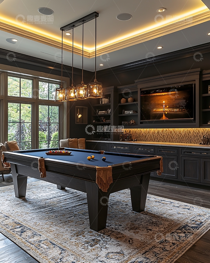 高清大图下载【趣麦麦图】高端大气美式台球室