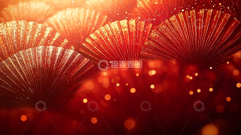 高清大图下载【趣麦麦图】红色扇子背景
