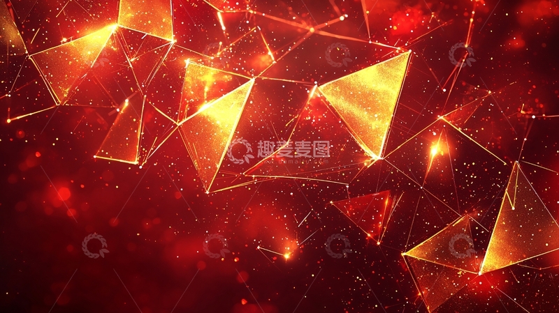 高清大图下载【趣麦麦图】红色发光几何体
