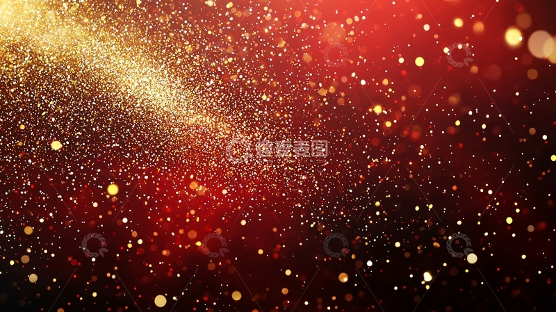 高清大图下载【趣麦麦图】金色粒子红黑背景