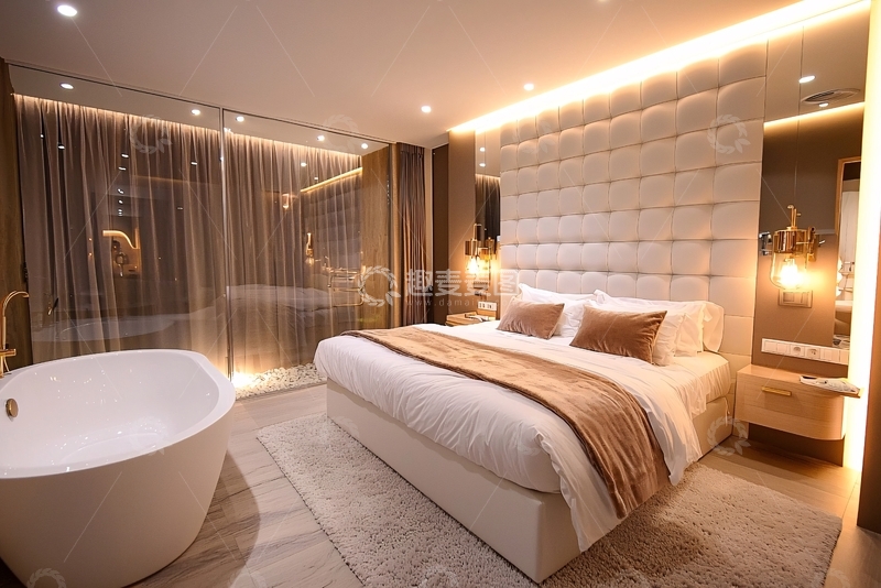 高清大图下载【趣麦麦图】豪华卧室与浴缸