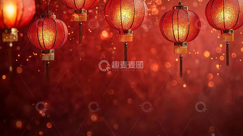 高清大图下载【趣麦麦图】红灯笼喜庆背景图