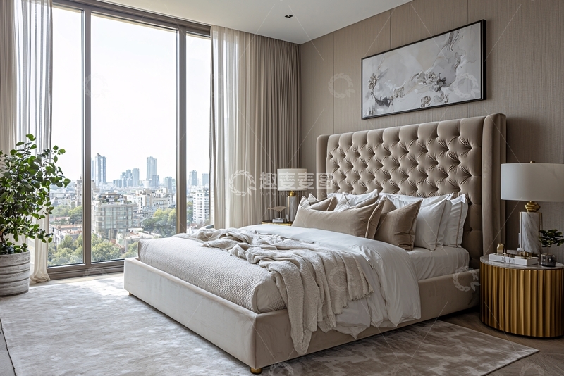 高清大图下载【趣麦麦图】米色现代卧室