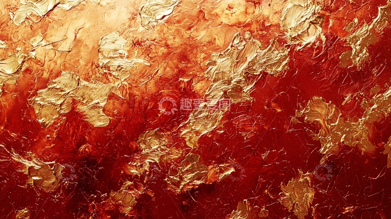 高清大图下载【趣麦麦图】金色红棕色肌理质感油画