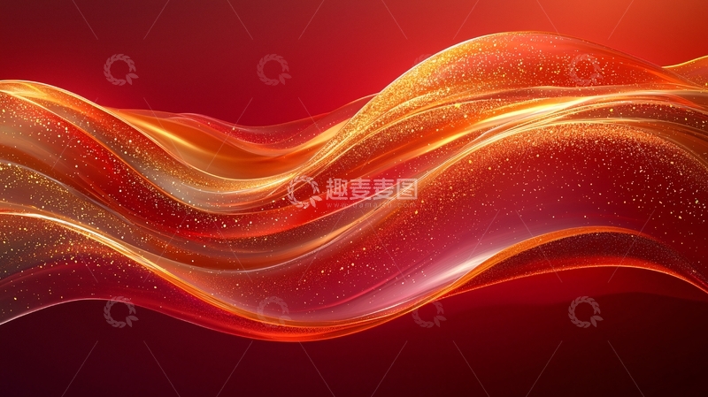高清大图下载【趣麦麦图】红色金色波浪