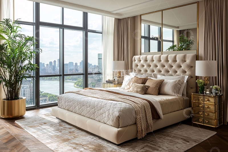 高清大图下载【趣麦麦图】豪华卧室落地窗景观