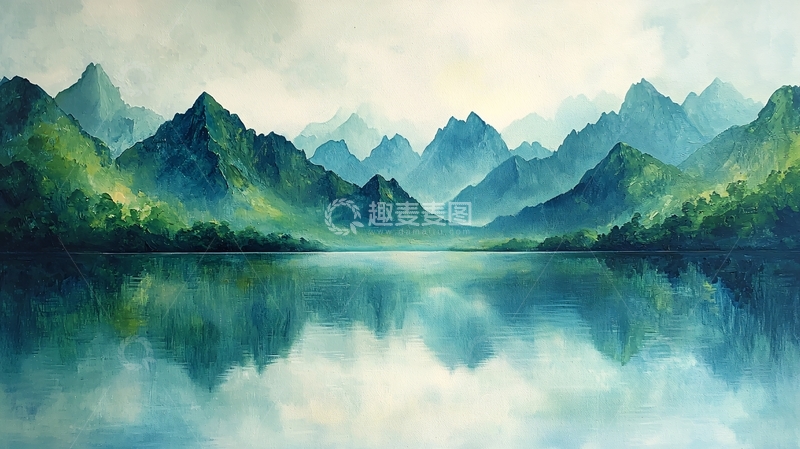 高清大图下载【趣麦麦图】山水倒影的平静湖面