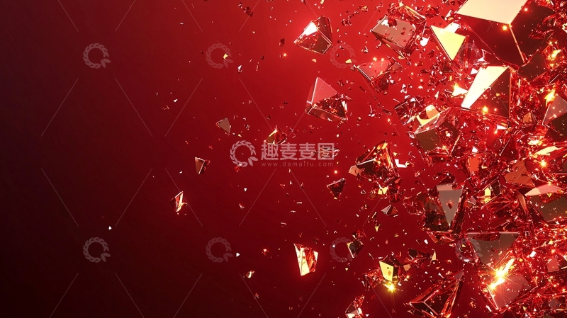高清大图下载【趣麦麦图】红色碎片爆炸