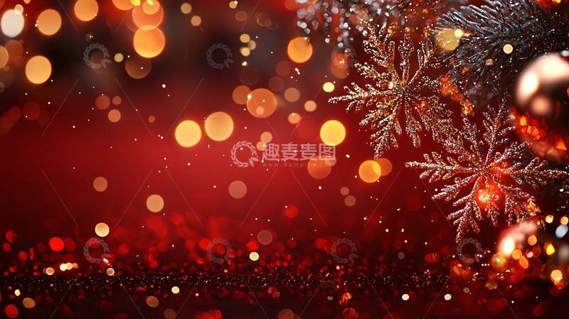 高清大图下载【趣麦麦图】红底圣诞雪花背景图