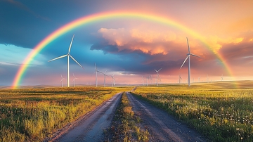 彩虹下的风力发电