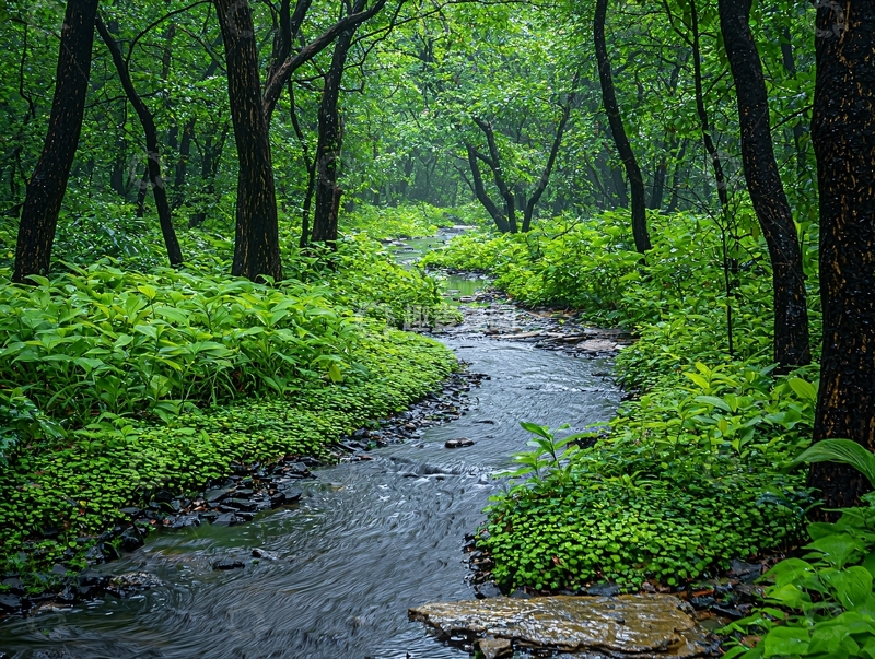 高清大图下载【趣麦麦图】雨后森林小溪5