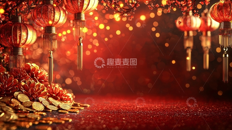 高清大图下载【趣麦麦图】红色喜庆中国风背景