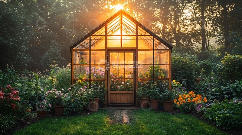 高清大图下载【趣麦麦图】阳光下的玻璃温室