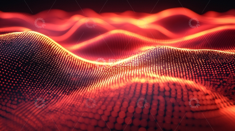 高清大图下载【趣麦麦图】抽象红色波浪数据流