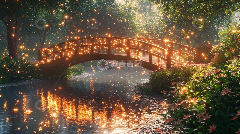 高清大图下载【趣麦麦图】梦幻森林小桥