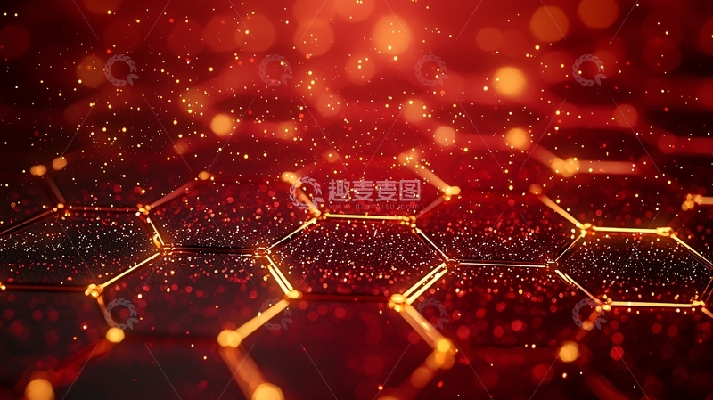 高清大图下载【趣麦麦图】红色蜂窝状分子结构图