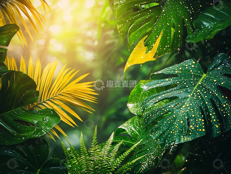 高清大图下载【趣麦麦图】热带雨林阳光透过树叶