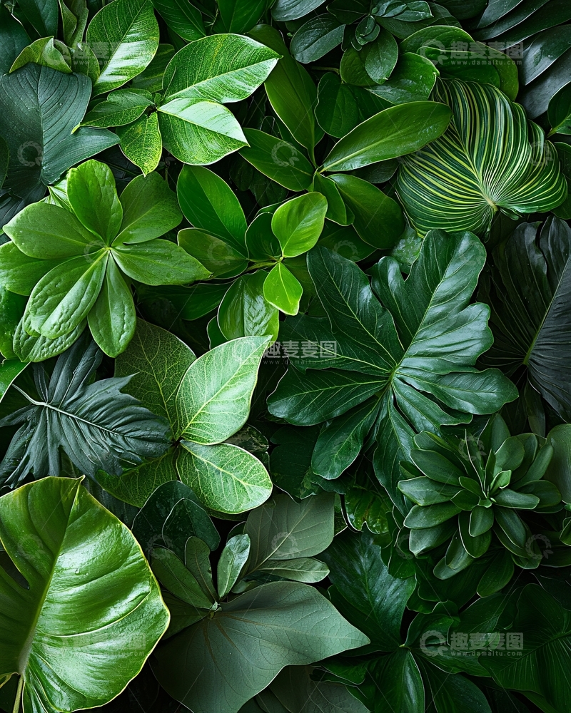 高清大图下载【趣麦麦图】热带植物绿叶背景