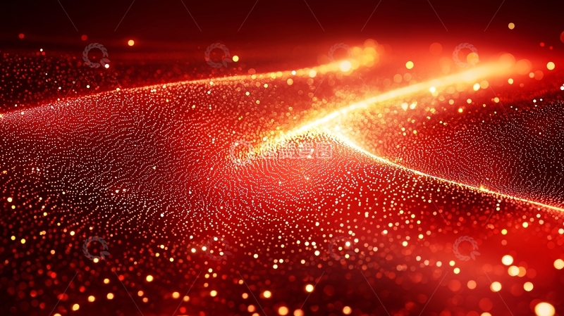 高清大图下载【趣麦麦图】红色粒子波浪