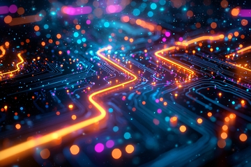 科技感电路发光线条