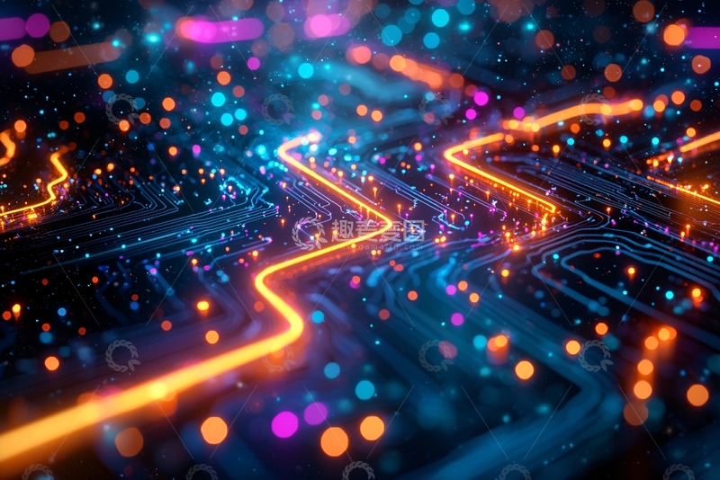 高清大图下载【趣麦麦图】科技感电路发光线条