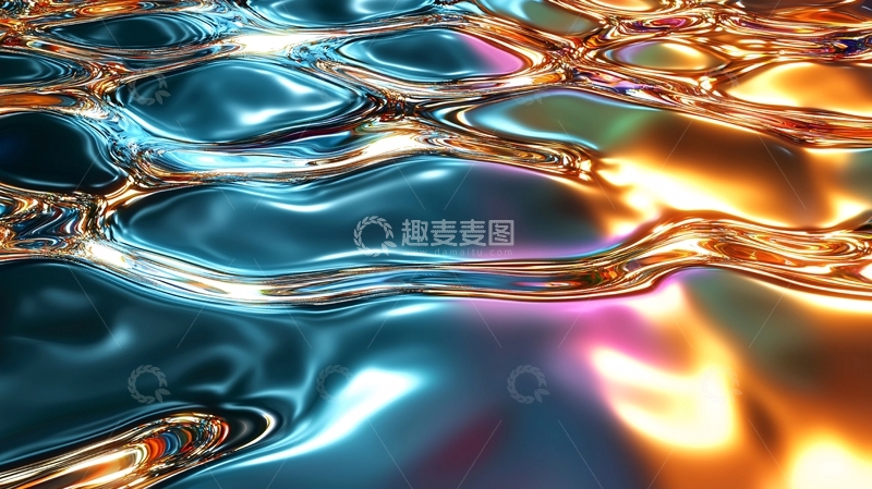高清大图下载【趣麦麦图】流动着彩色光泽的液体