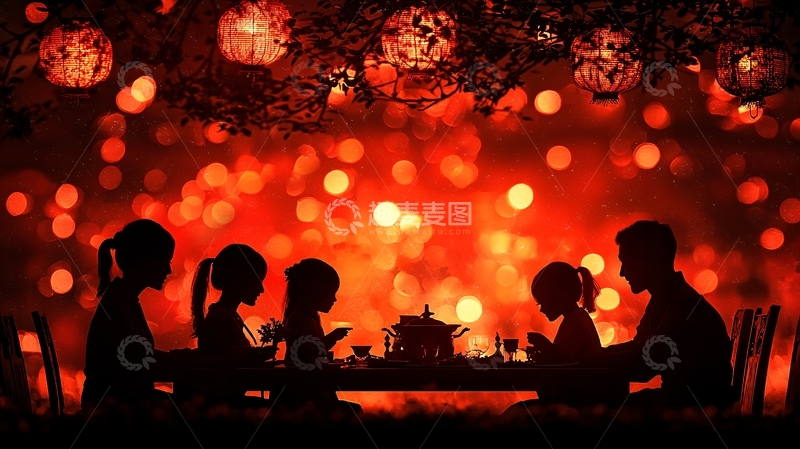 高清大图下载【趣麦麦图】温馨家庭圣诞节晚餐