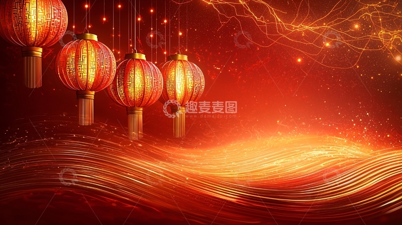 高清大图下载【趣麦麦图】红灯笼喜庆背景图