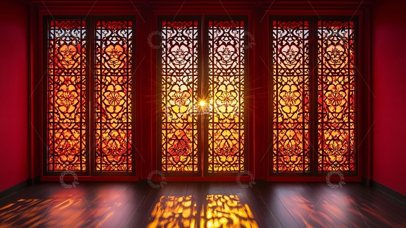 高清大图下载【趣麦麦图】中式雕花隔断门