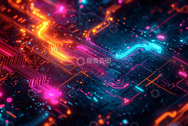 高清大图下载【趣麦麦图】炫彩电路板高清图片