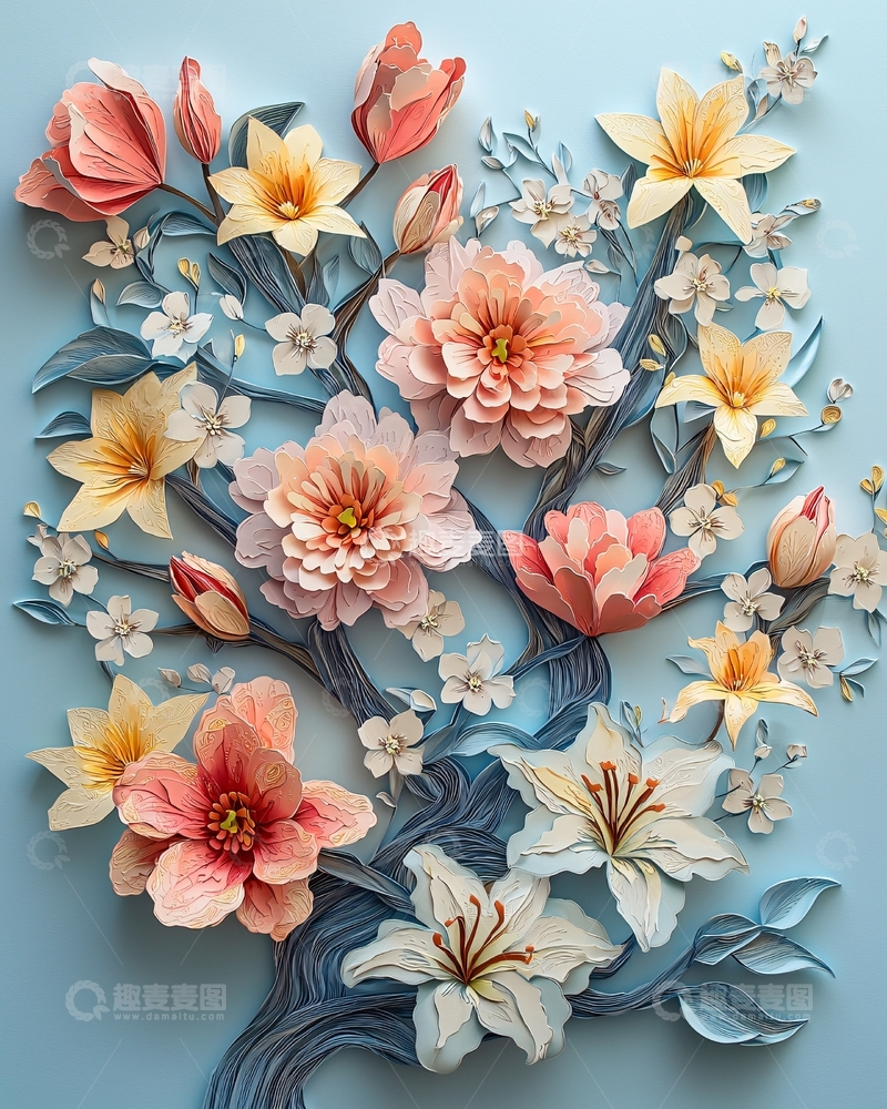 高清大图下载【趣麦麦图】立体纸艺花卉