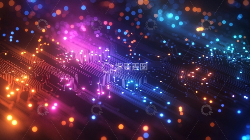 高清大图下载【趣麦麦图】炫彩粒子流光背景图