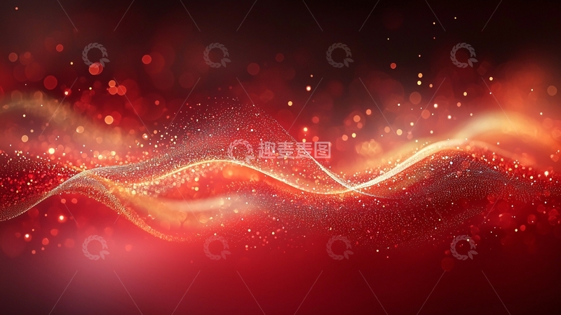 高清大图下载【趣麦麦图】红色波浪光线背景