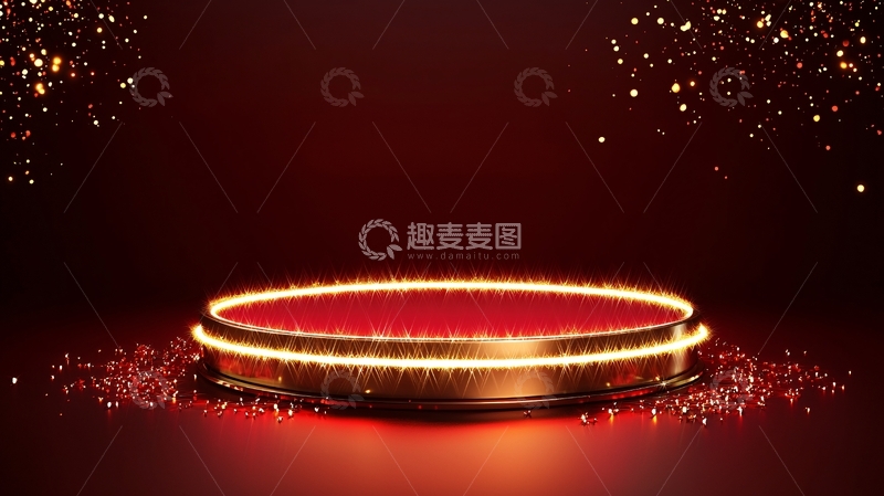 高清大图下载【趣麦麦图】红色金色圆形舞台