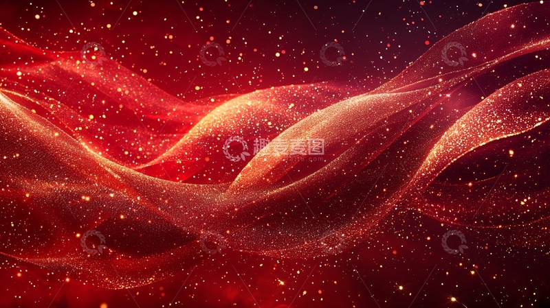 高清大图下载【趣麦麦图】红色粒子流体背景