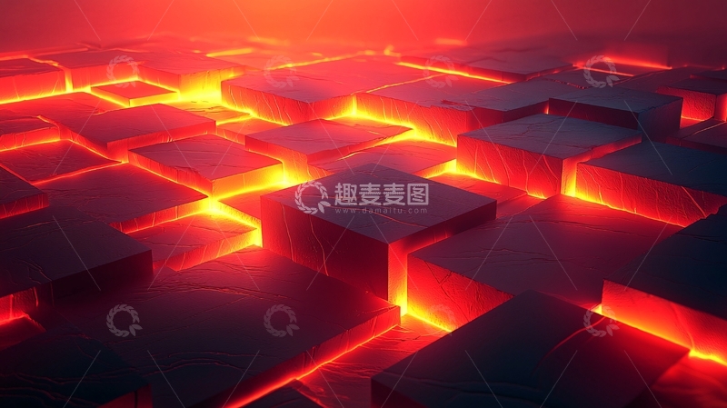 高清大图下载【趣麦麦图】红色立方体熔岩纹理