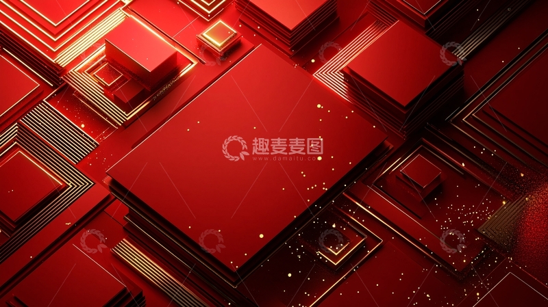 高清大图下载【趣麦麦图】红色几何抽象背景